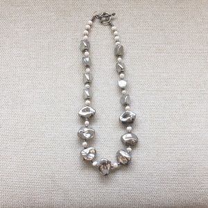 Long silver necklace